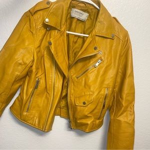 Zara Yellow Leather Jacket- Medium